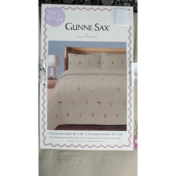 Gunne Sax by Jessica McClintock Full/Queen Quilt Set Floral Embroidered - Picture 2 of 11
